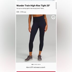NWT Lululemon Wunder Train High-Rise Tight 25" True Navy Size 0